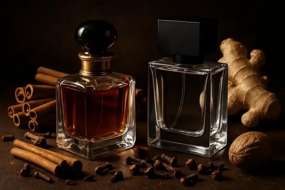 Perfumes tradicionais e contemporâneos com notas de especiarias